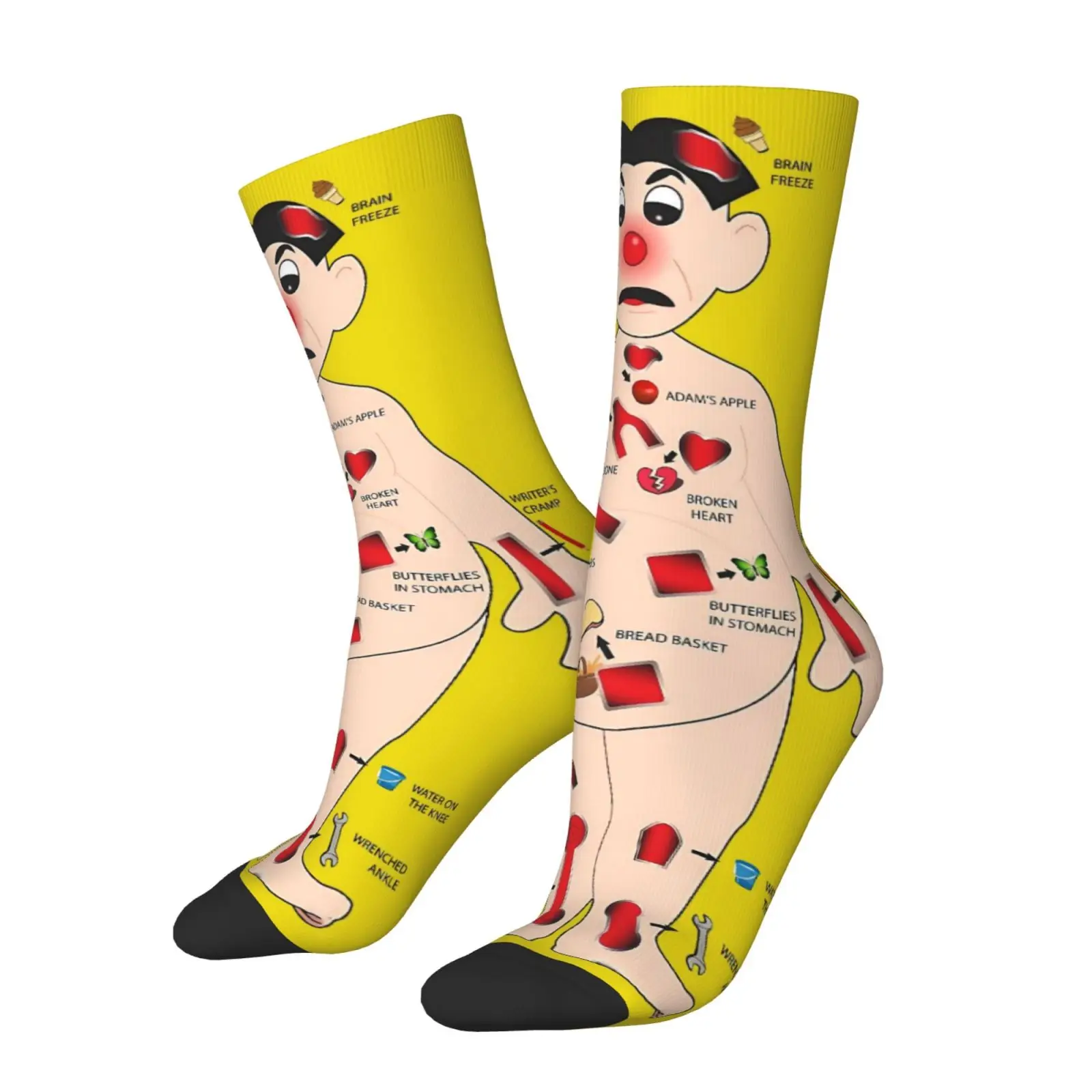 Themed Anatomical Chart Socks for Men Women Doctor Nurse Gift with Labeled Body Parts Heart Lungs Brain Breathable Polyester