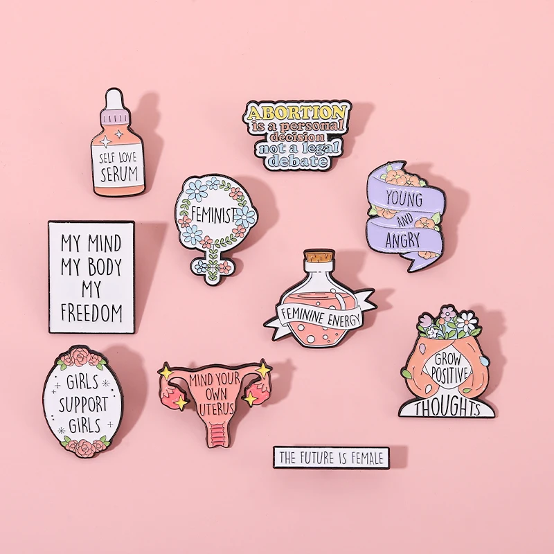 Feminine Energy Letter Brooches Baby Bottle Design Metal Badge Pin Medal Bag Decoration Wholesale Give It To Your Best Friend