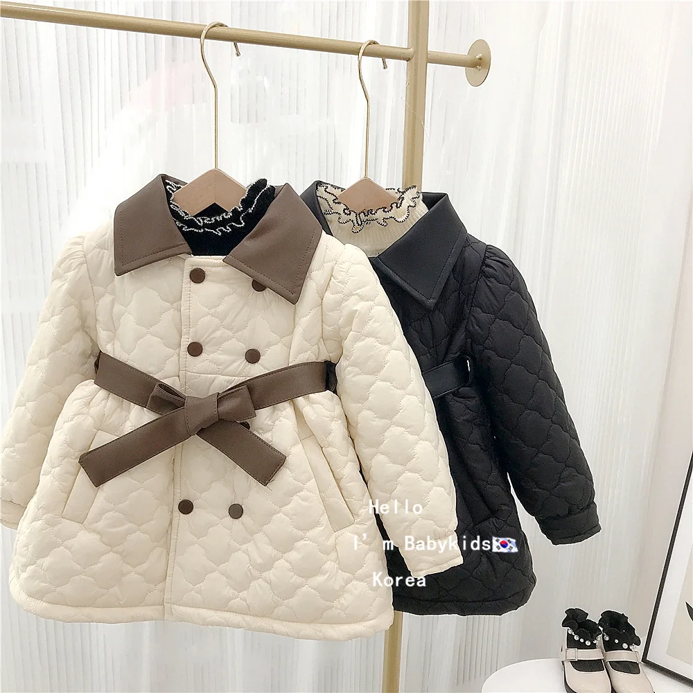 Down Girls Cotton Coat New Winter Children Clothing Baby Turn Down Collar Printing Warm Soft Lively Loose Casual Button