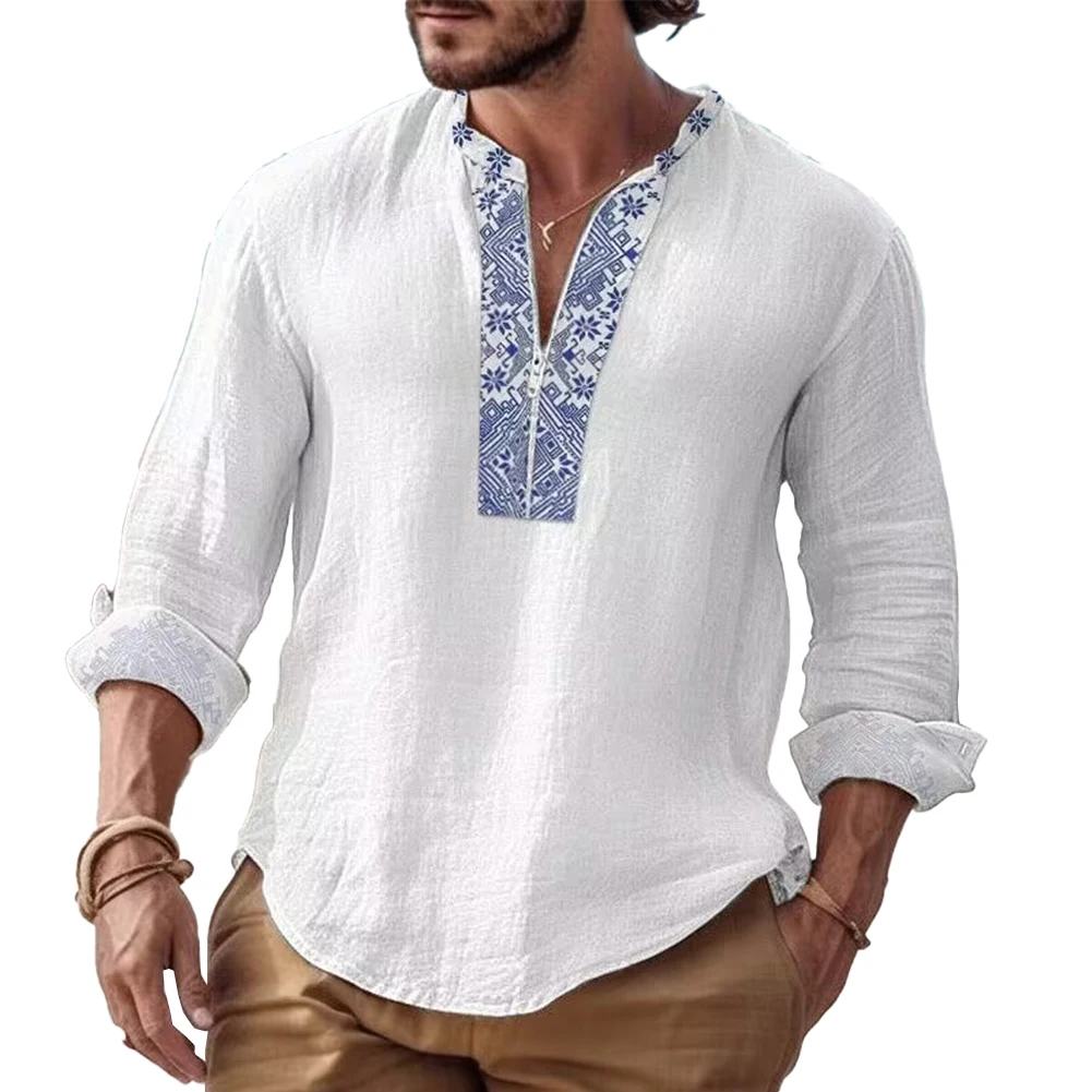 

For Men Shirt Mens Beach Parties Blouse Button Down Casual Cotton Blend Long Sleeve Durable And Practical Widely Applicable