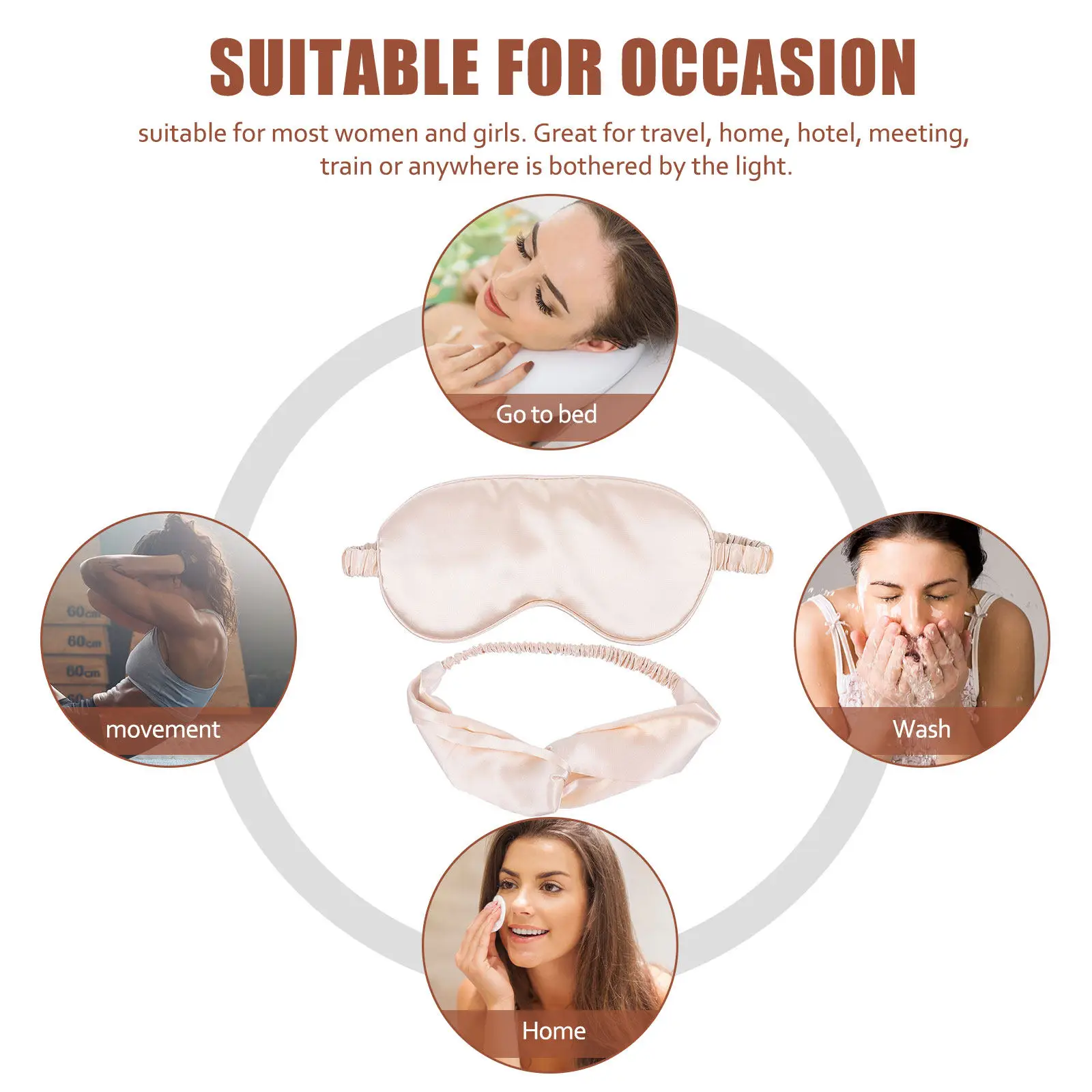 1Set Silk Sleep Eye Mask Kit with Adjustable Headband and Compact Drawstring Pouch for Travel Home Hotel Insomnia Relief