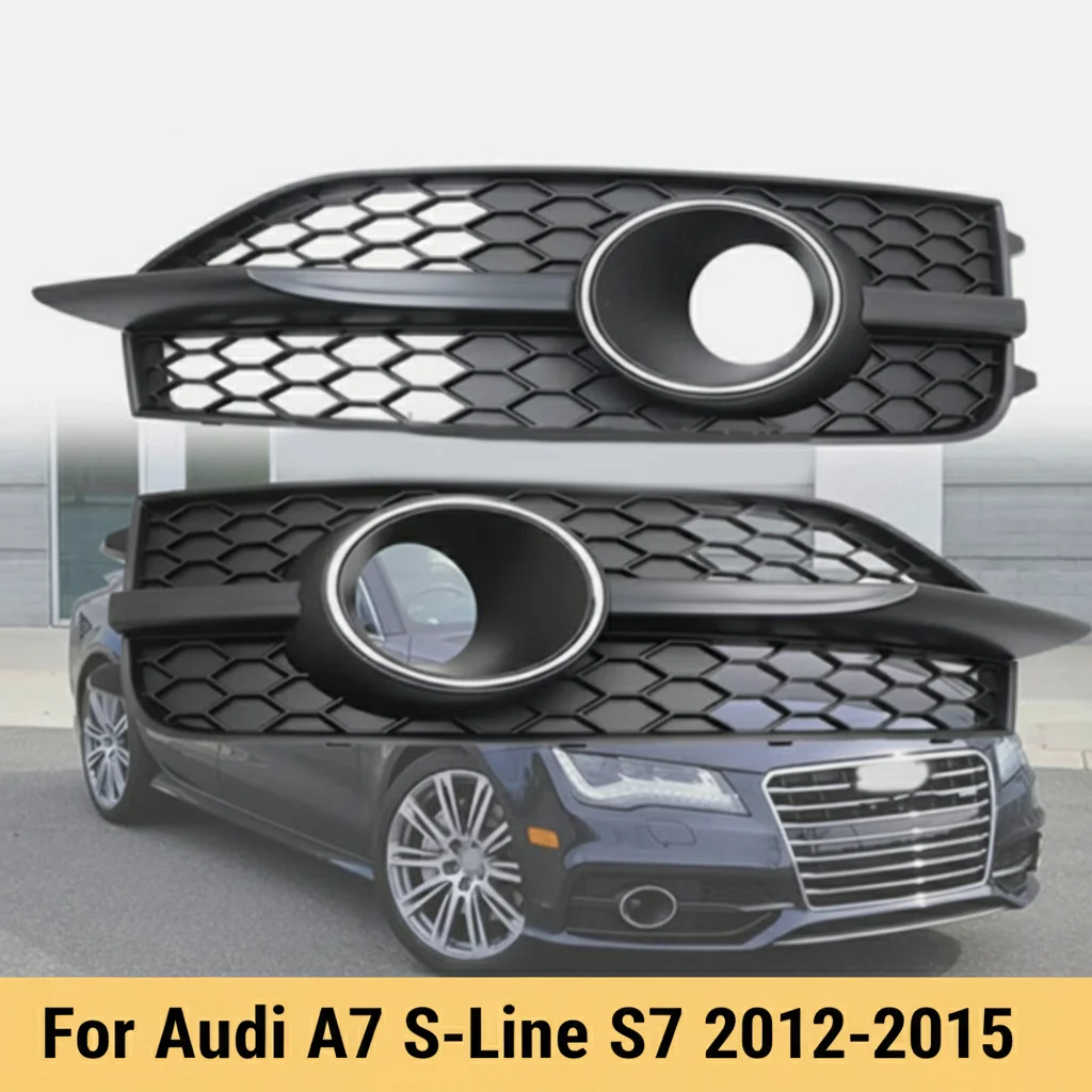 

Black Front Bumper Lower Fog Light Grille Cover Fits For Audi A7 S-Line S7 2012-2015 Honeycomb Mesh Fog Lamp Grill Covers