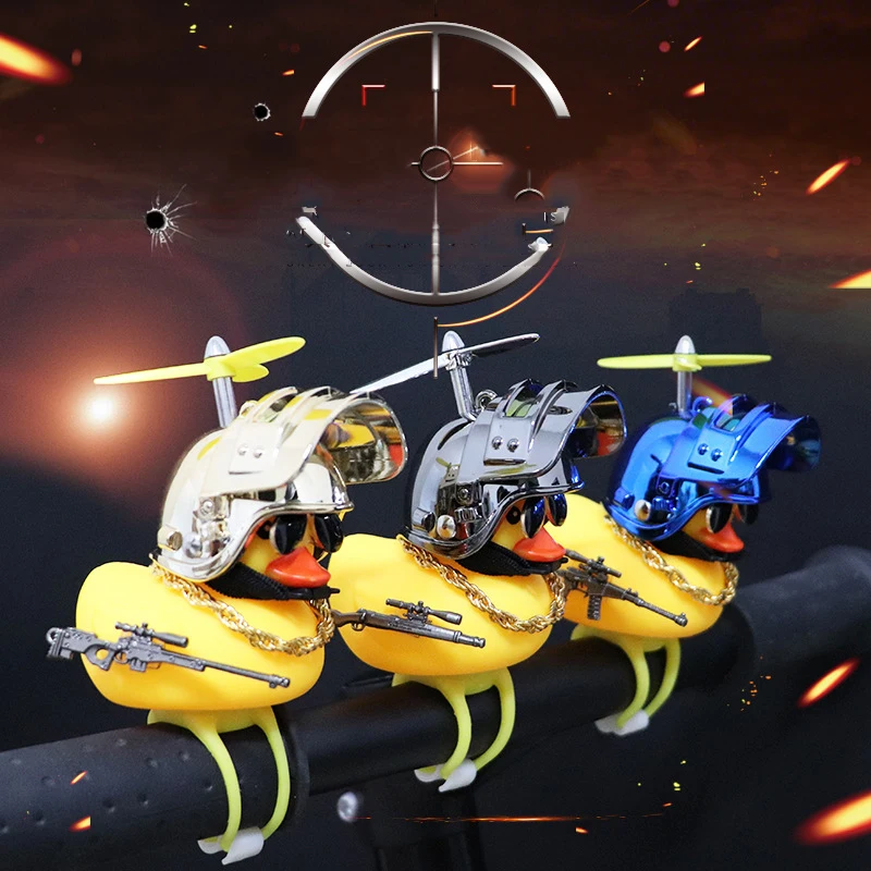 Car Interior Decoration Yellow Duck With Helmet for Bike Motor Auto Accessories Car Ornaments