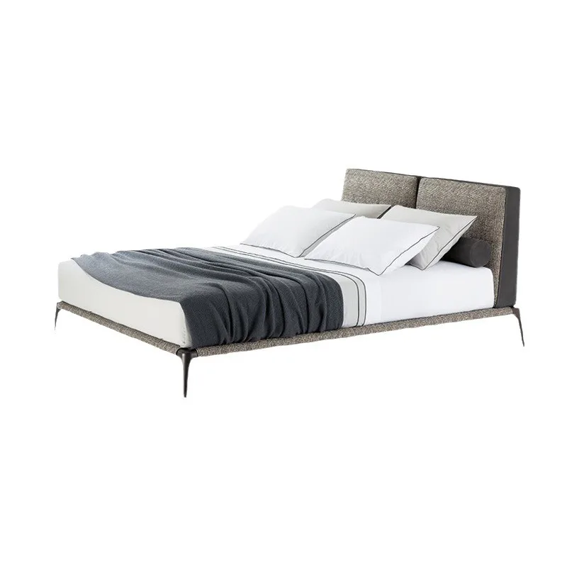 

Italian minimalist fabric bed light luxury double bed household commercial hotel bedroom leather bed
