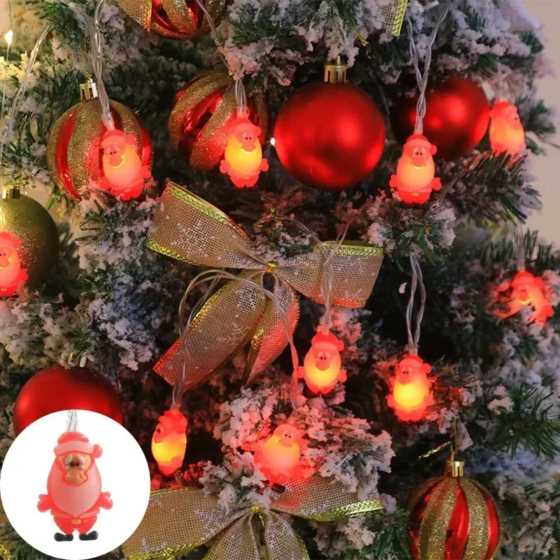 LED سلسلة أضواء عيد الميلاد طاقة البطارية سانتا كلوز أضواء الجرس أضواء الستار نافذة غرفة الكرتون السنة الجديدة الطرف الديكور