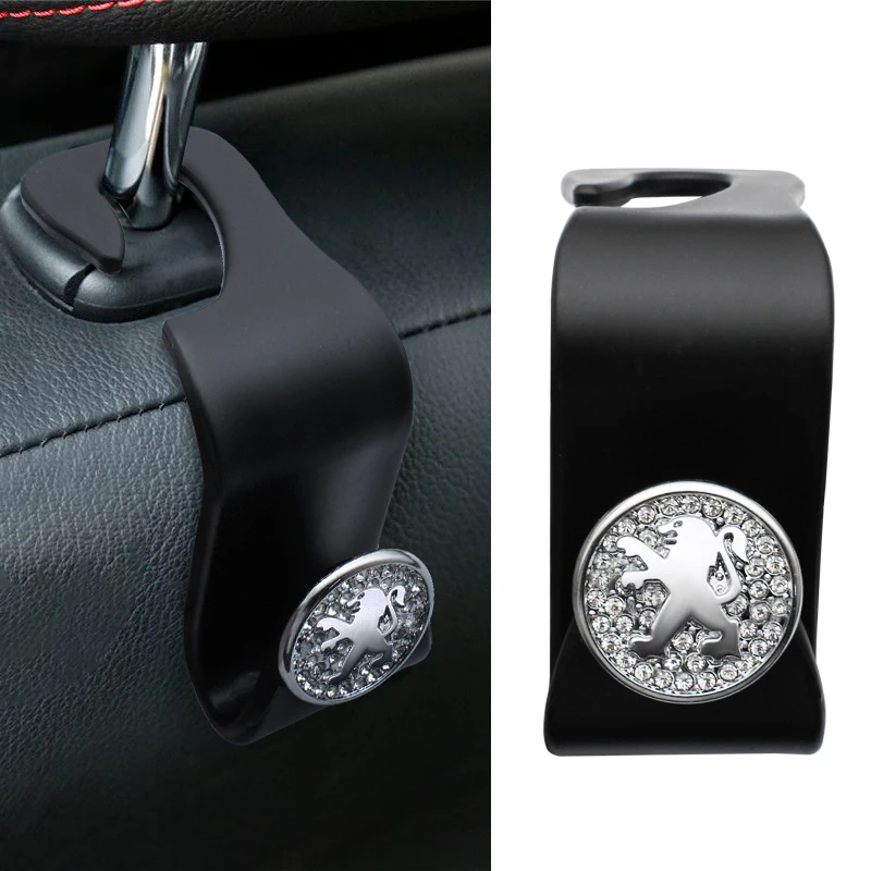 Car Seat Back Hook With Diamond Storage Hanger Hook For Peugeot 406 307 308 406 407 408 507 508 GT 205 301 MK1 Rifter Accessorie