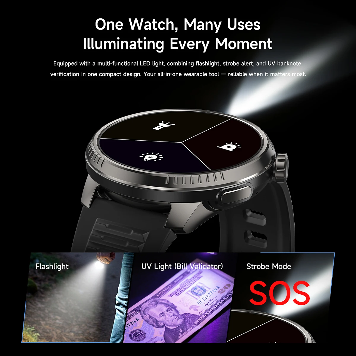 الرياضة الجديدة T-Rex الترا الأصلي 10ATM مقاوم للماء لتحديد المواقع ساعة ذكية الرجال وعرة مصباح ليد جيب العسكرية 100 + الوضع الرياضي ساعة ذكية #4