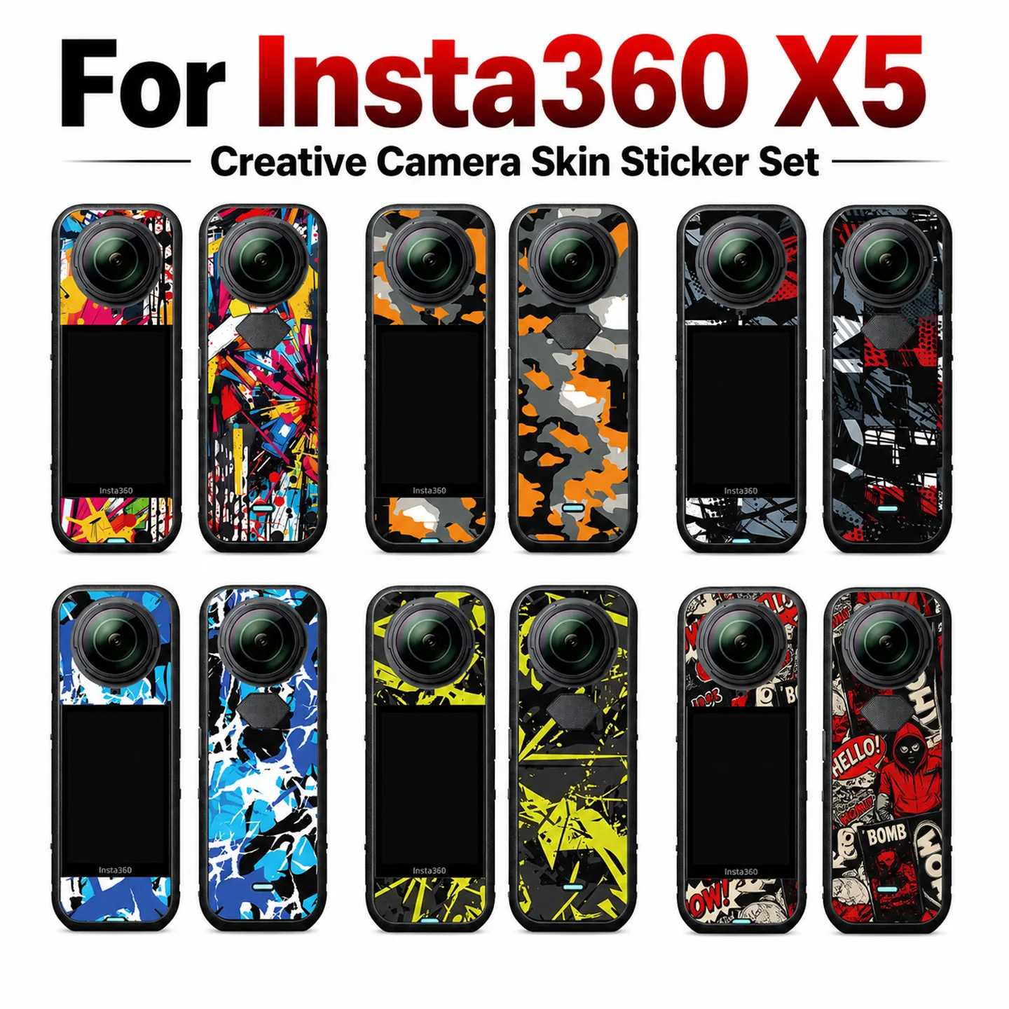 Motorcycle Riding Accessories Sticker For Insta360 X5 Panoramic Action Camera Decorative Protective Film Anti-scratch Decals