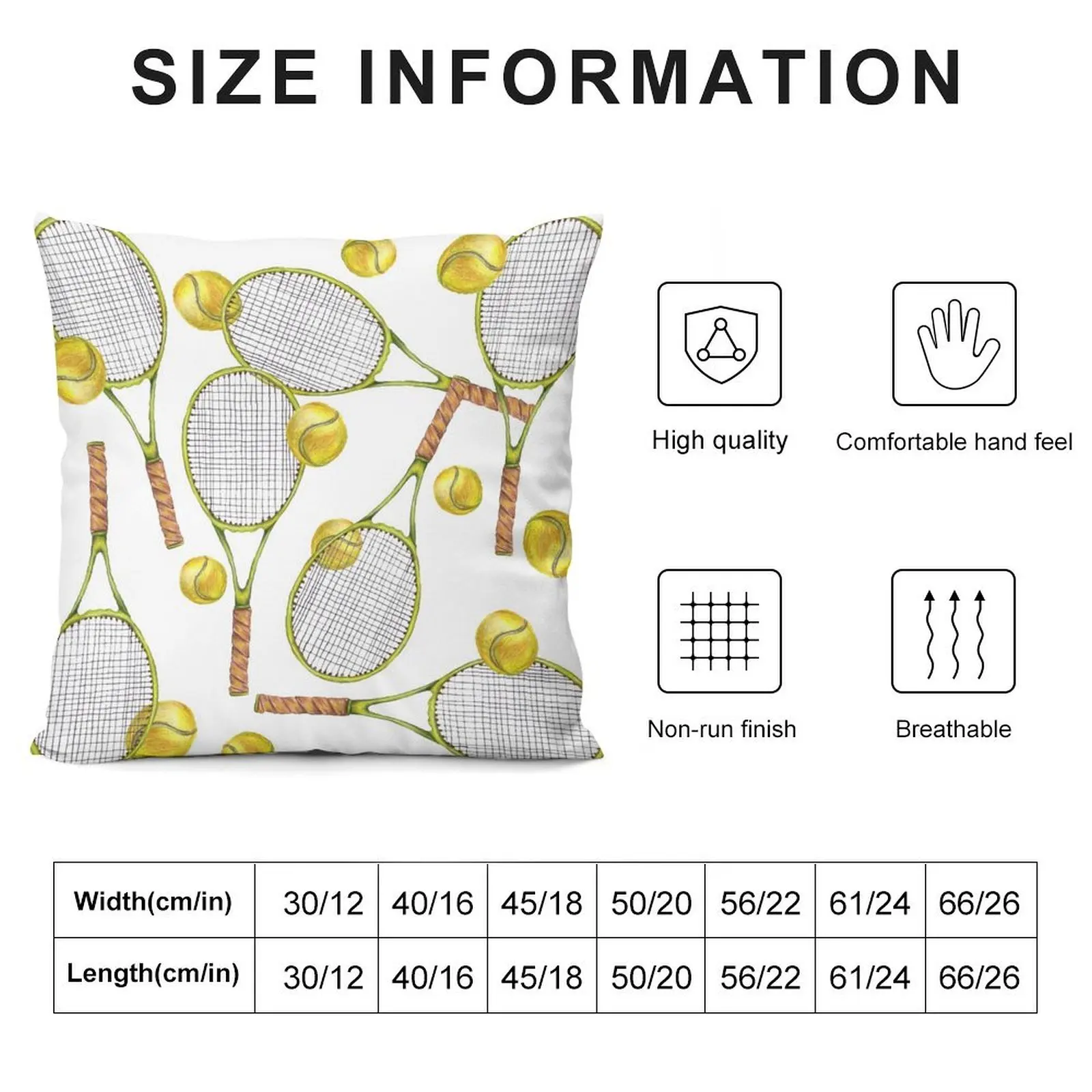 pattern with tennis rackets with tennis balls. color pencil Throw Pillow Sofa Cushions Covers pillows decor home pillow