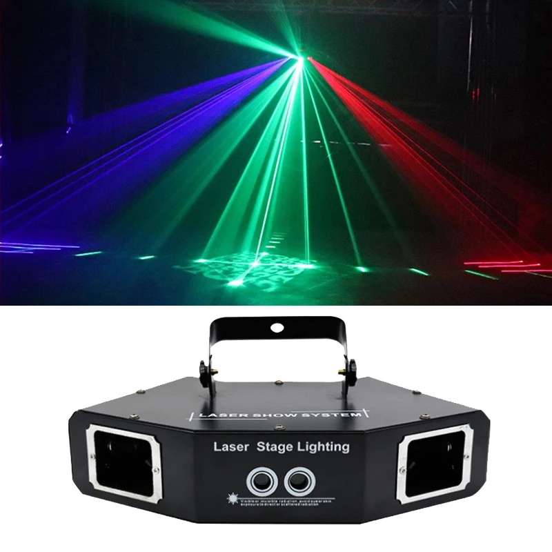 4 Eyes RGB Laser Beam Line Scanner Projector DJ Disco Stage Lighting Patterns Effect Christmas Dance Party Bar Club DMX Lights