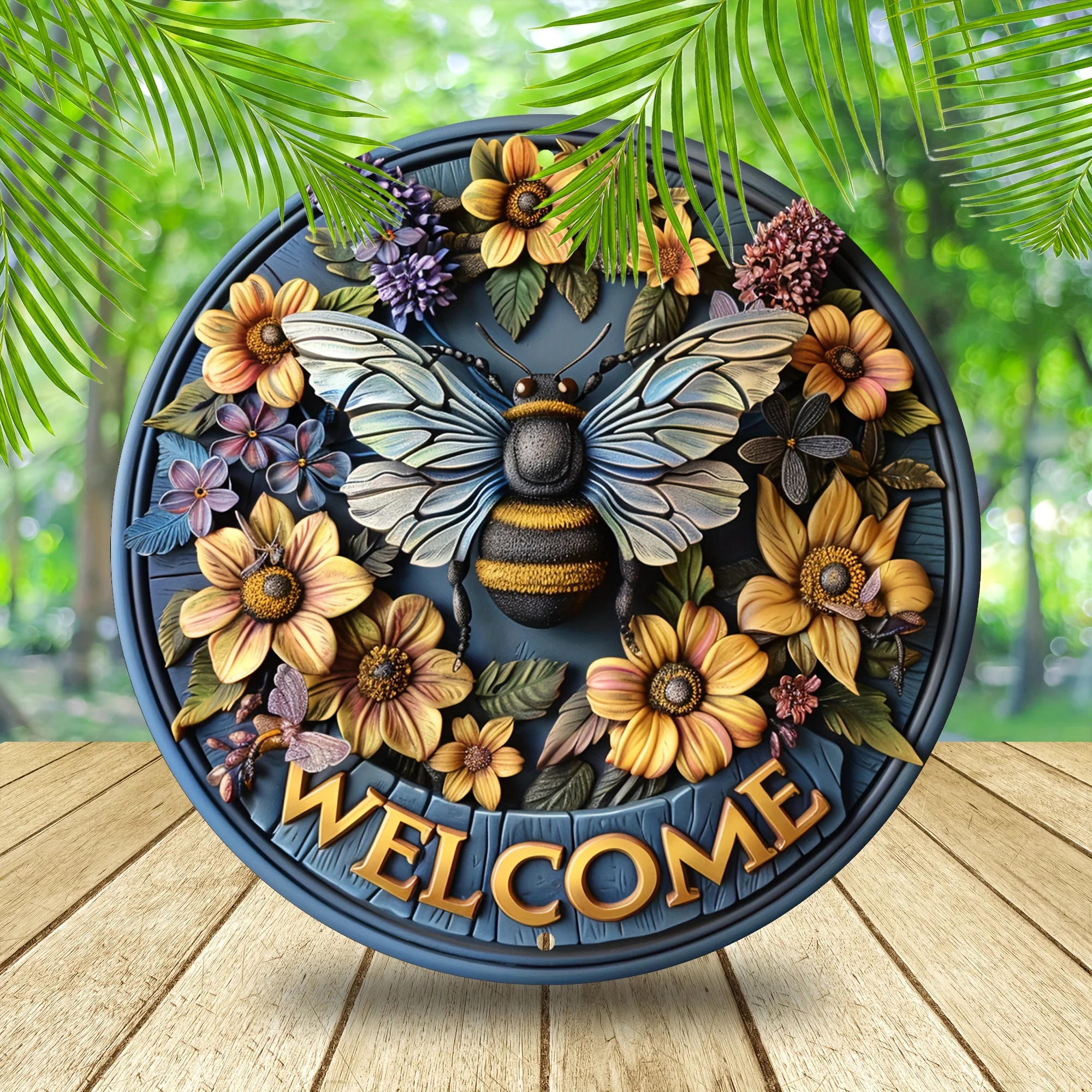 

Aluminum Retro Creative Colorful Bee Metal Sign,Durable Garden, Bedroom, Art Decoration, Suitable For Home Decoration And Gifts