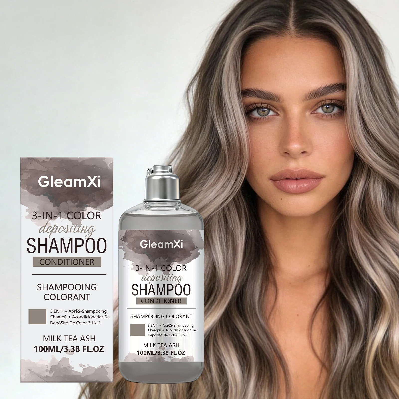 3 in 1 Hair Dye Shampoo Natural Color Depositing Smooth Fluffy Deep Cleansing Long Lasting Care Even Hair Color Healthy Hair