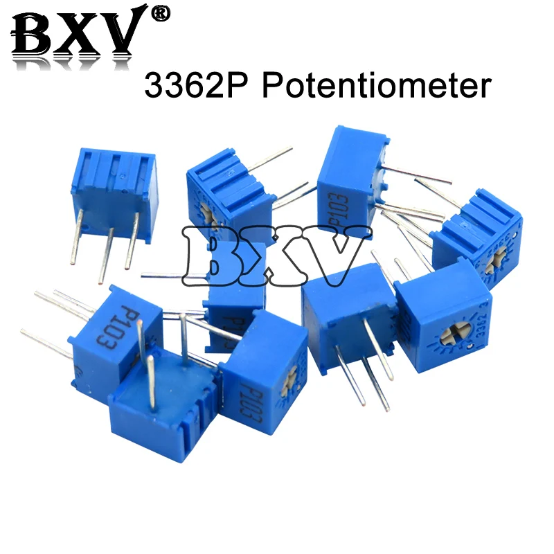 10PCS 3362P Trimpo גוזם פוטנציומטר 101 201 501 102 202 502 103 סדרת התנגדות 3362 500R 1K 2K 5K 10K 20K 50K 100K 2M