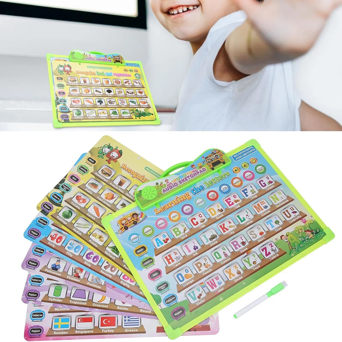 Bloc-notes Audio multifonctionnel pour enfants de 3 ans et plus, 11 catégories, Machine d'apprentissage, Alphabet, chiffres, jouet éducatif cognitif Animal