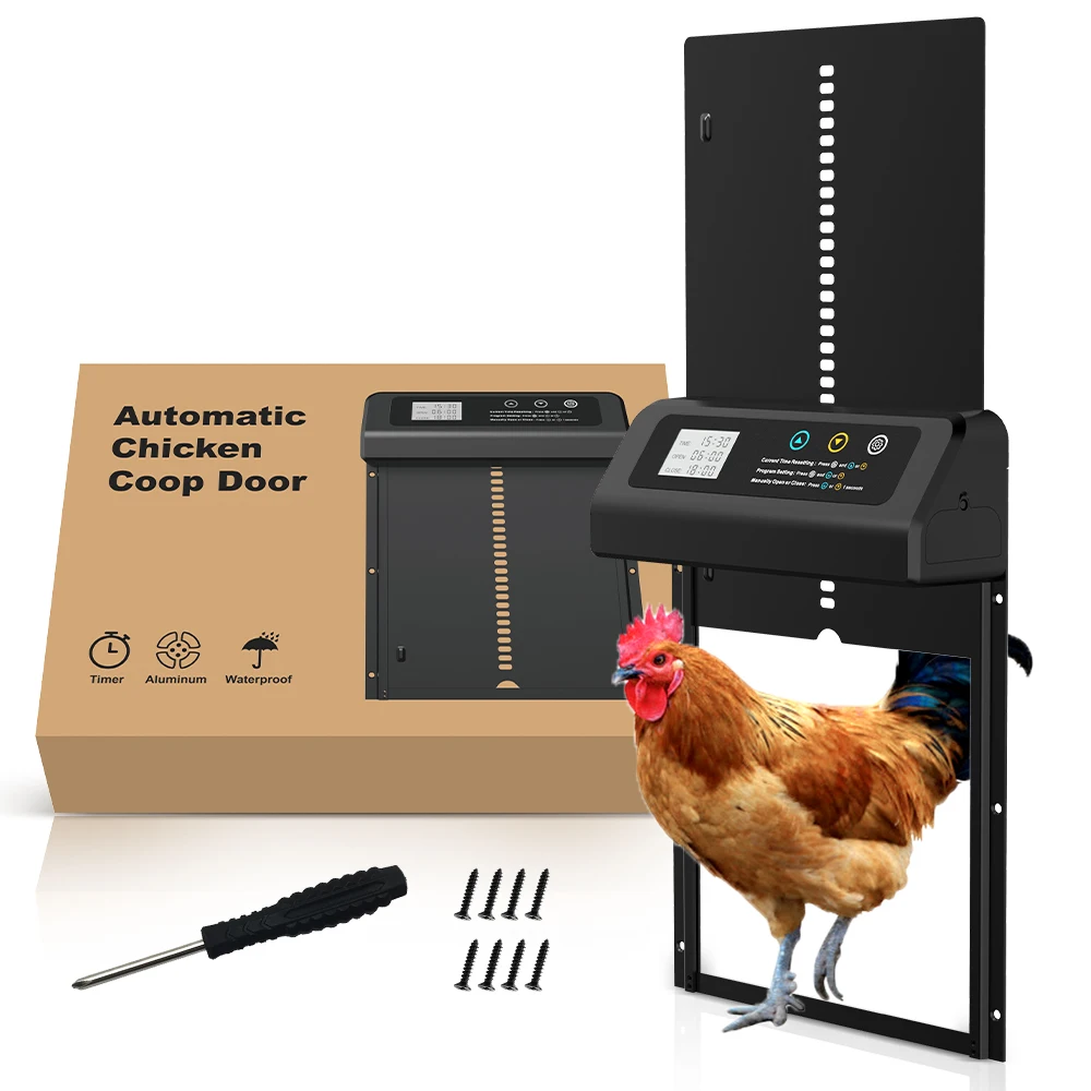Puerta automática para gallinero, temporizador para puerta de gallinero, abridor de puerta de granja, puerta para jaula de pato para mascotas, funciona con pilas
