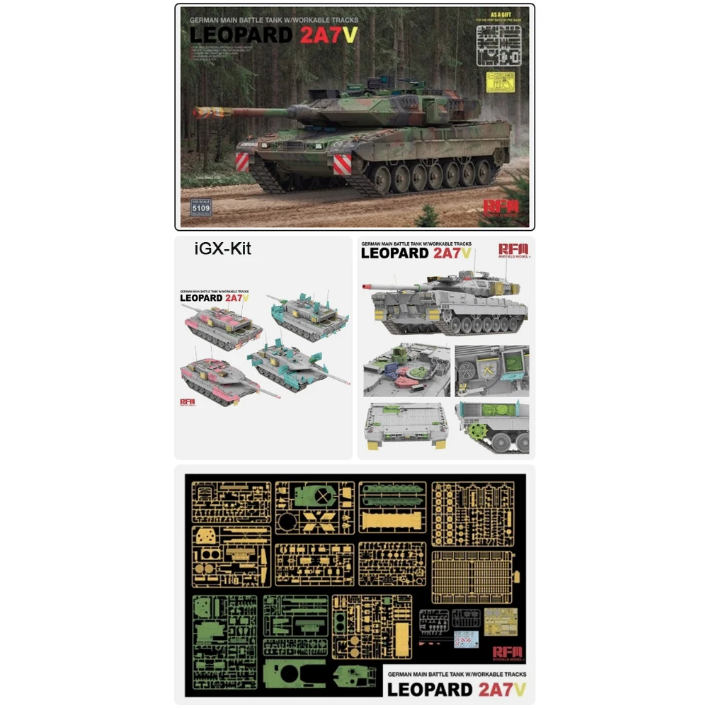 Rye Field 5109 1:35 Scale Leopard 2A7V Main Battle Tank w/Workable Track Link Vehicle Hobby Plastic Assembly Model Building Kit