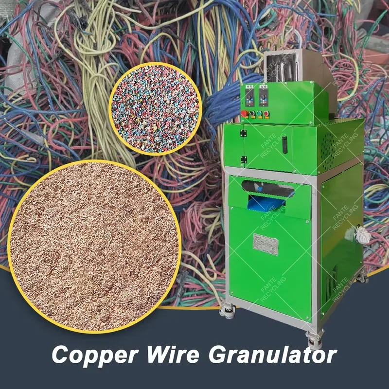 Crusher 99% Copper Recycling Machine 30-50kg/h Scrap Cable Copper Wire Granulator With Dust Collection System