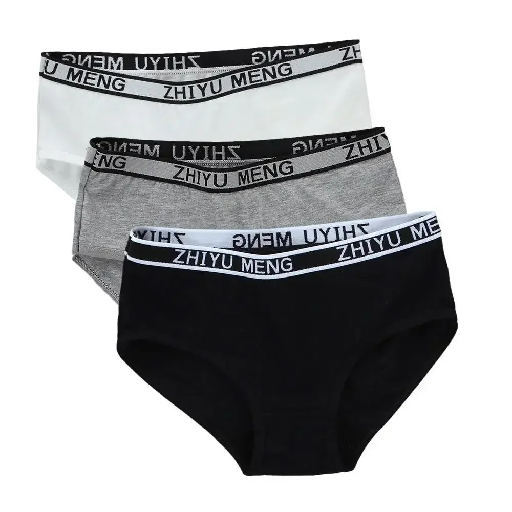 3Pc/Lot Girl Underwear Letter Panties Soft Kids Briefs Teenage Sport Underwear 8-15Years