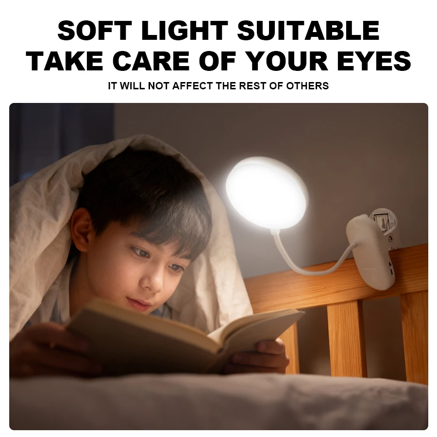 LED Clip on Mini Book Lamp USB Rechargeable Reading Lamp Book Reading Light Portable Read Book Light Bedroom Reading Night Light