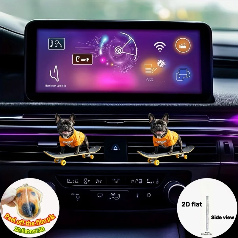 2D French bulldog Car Air Outlet Kawaii Decoration Clip Vehicle Interior Acrylic Auto Air Freshener Autocar Interior Parts