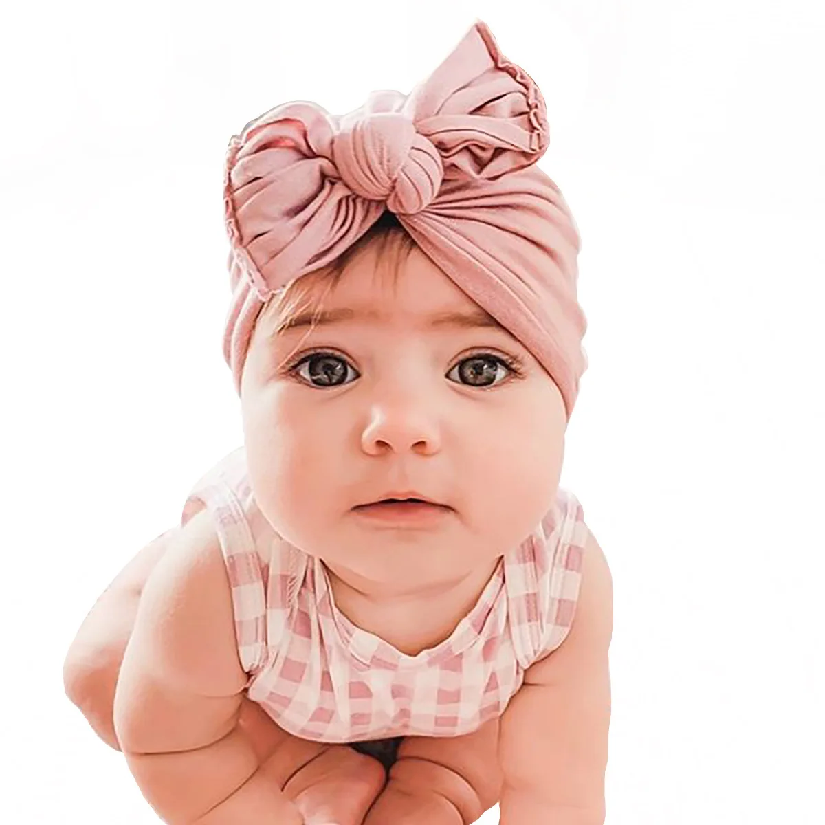 Baby Turban Hats Baby Girls Boys Hat Solid Color Bow Knotted Hats Newborn Fetal Cap Headband Kids Headwear Hair Band Accessories