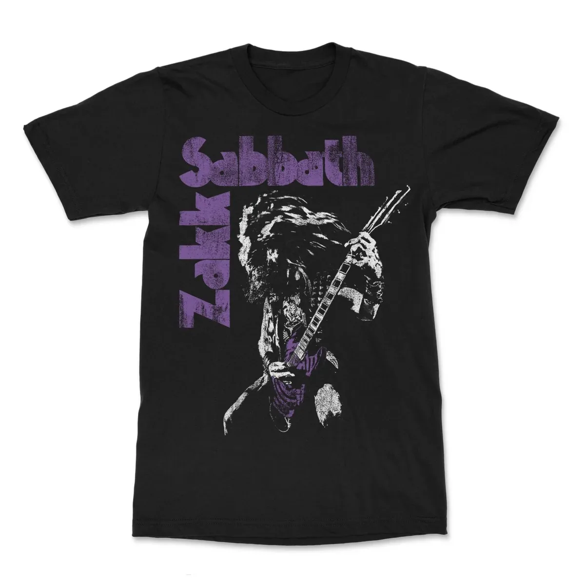 Zakk Sabbath Band Print with Vintage Band Logo Horned Nun Figure Purple Cross and Tour 2017 Text Graphic T Shirt Heavy Metal