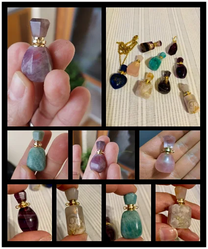 Natural Stone Perfume Bottle Pendant Clear Quartz/Rose Quartz/Amazonite/Agates For Jewelry Making Charms DIY Necklace Accessory