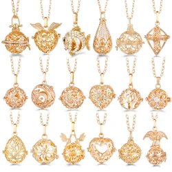 Mexico Chime High Quality Caller Zircon Necklace Essential Oil Diffuser Lockets Music Ball Cage Pregnant Woman Pendant Jewelry