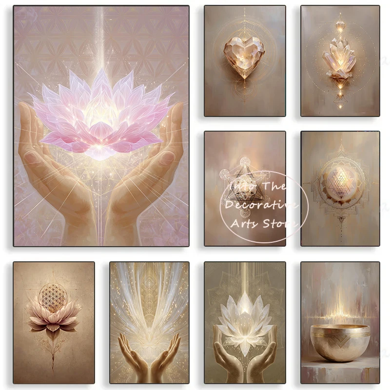 Nordic Dove of Peace & Zen Yoga Medita Poster Canvas Painting Modern Buddhist Lotus & Tai Chi Yoga Wall Pictures Spiritual Decor