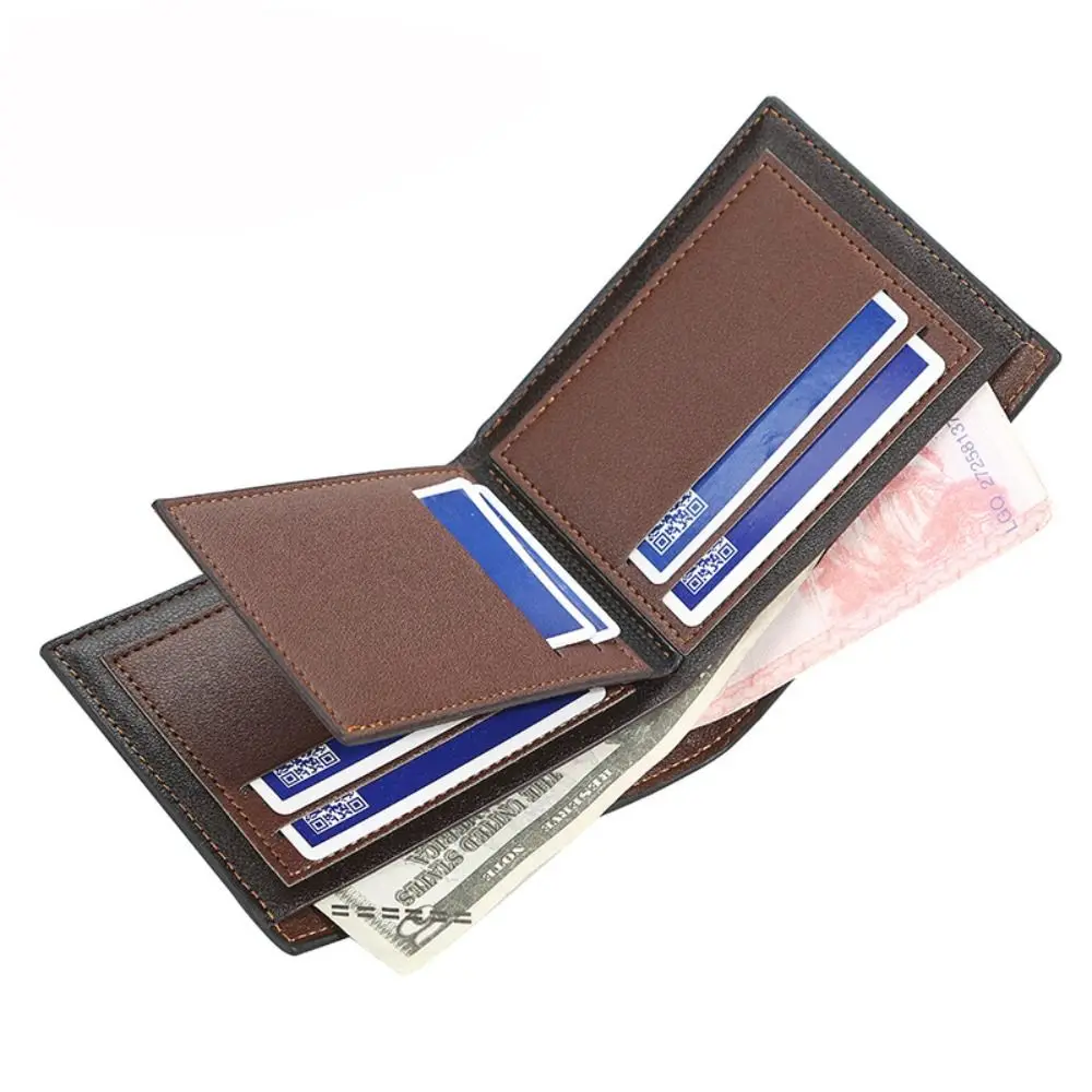 Portable Multi-position 2 Fold Purse Retro Leisure Men's Short Wallet Ultralight Wear-resistant Male Leather Purse Male