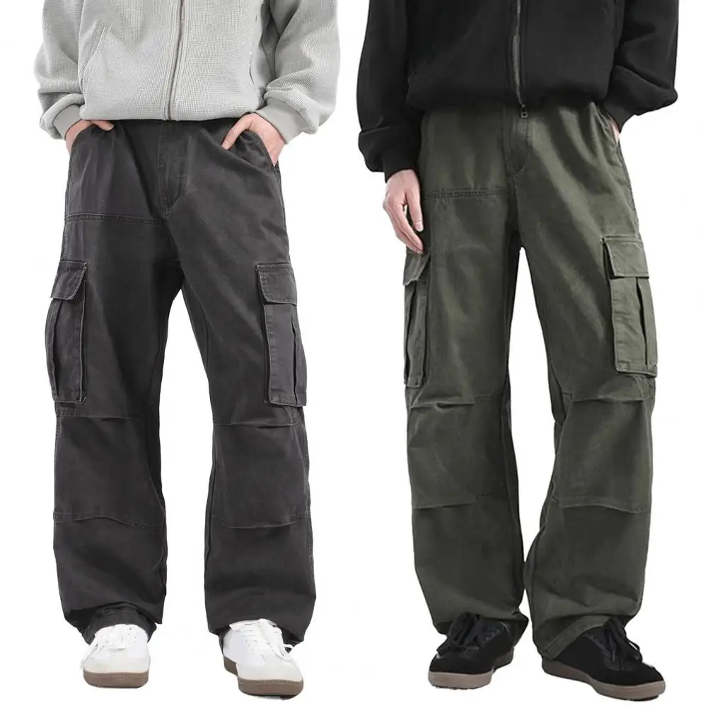 

Man Trousers Cargo Spring Autumn Men's Cotton Cargo Pants High Street Trendy Straight Casual Pants Loose Fit Wide Leg Trousers