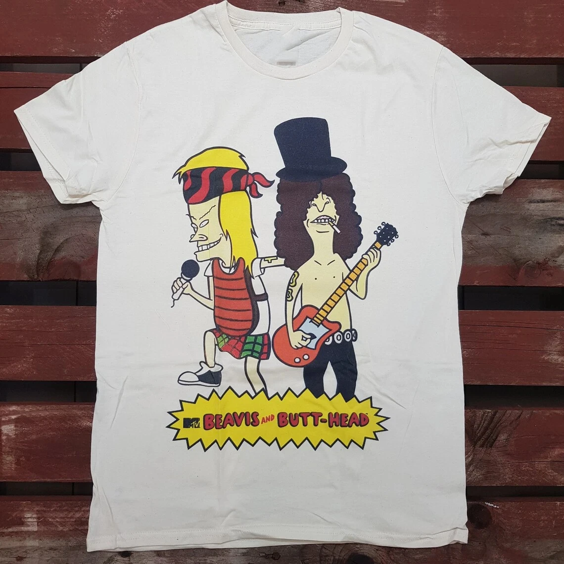 GNR & Beavis Butt-Head humor Slash graphic cotton unisex T-Shirt 2026 Summer New loose Y2k hip-hop men soft Short Sleeve Tshirt