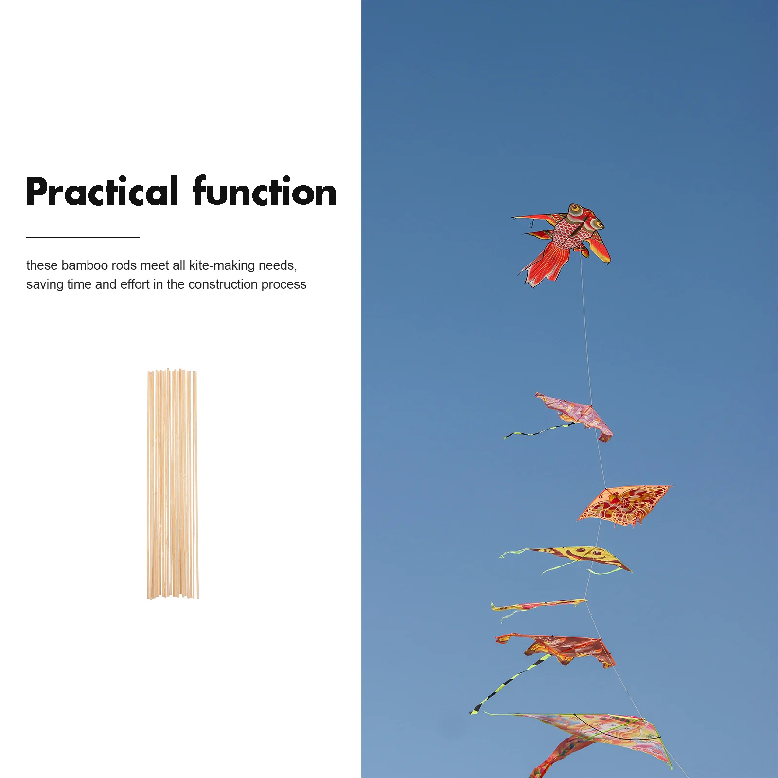 Varas de artesanato de bambu sólido, 20 peças para suporte de quadro de kite, leve e suave para cesta diy ou construção de gaiola