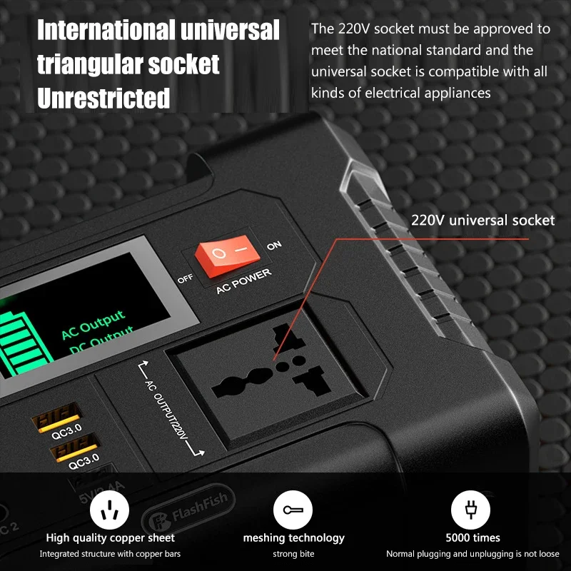 High Capacity 220V Outdoor Power Supply Lithium Battery 40800mAh Portable Power Bank for Camping Party Home Emergency Power Bank