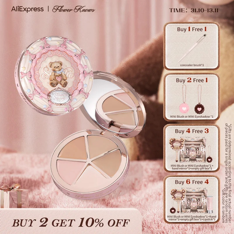 [NEW]Flower Knows The Sweetie Bear Collection 4-Color Concealer Palette