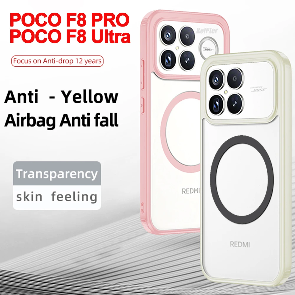 

Case for Xiaomi POCO F8 PRO F8Ultra 5G Clear Back Cover TPU Silicone Frame Matte Translucent Hard Shockproof Magnetic Casing