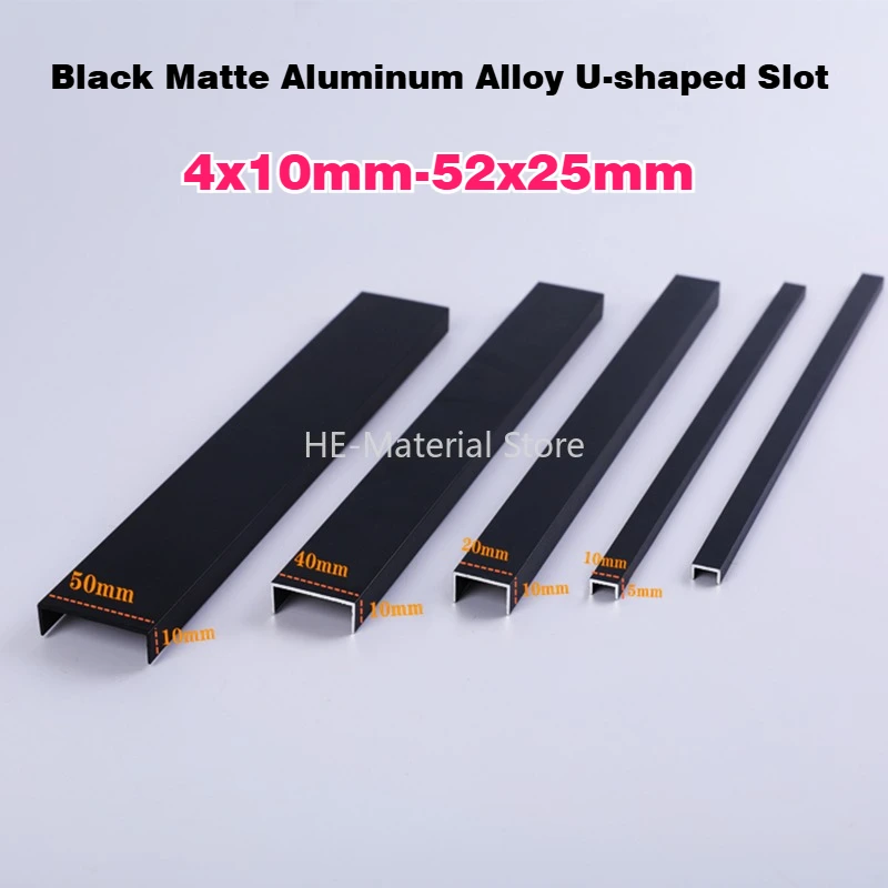 

2Pcs Black Matte Aluminum Alloy U-shaped Slot 4x10mm-52x25mm Baked Paint Decorative Card Slot Grooves Partition Edge Wrapping