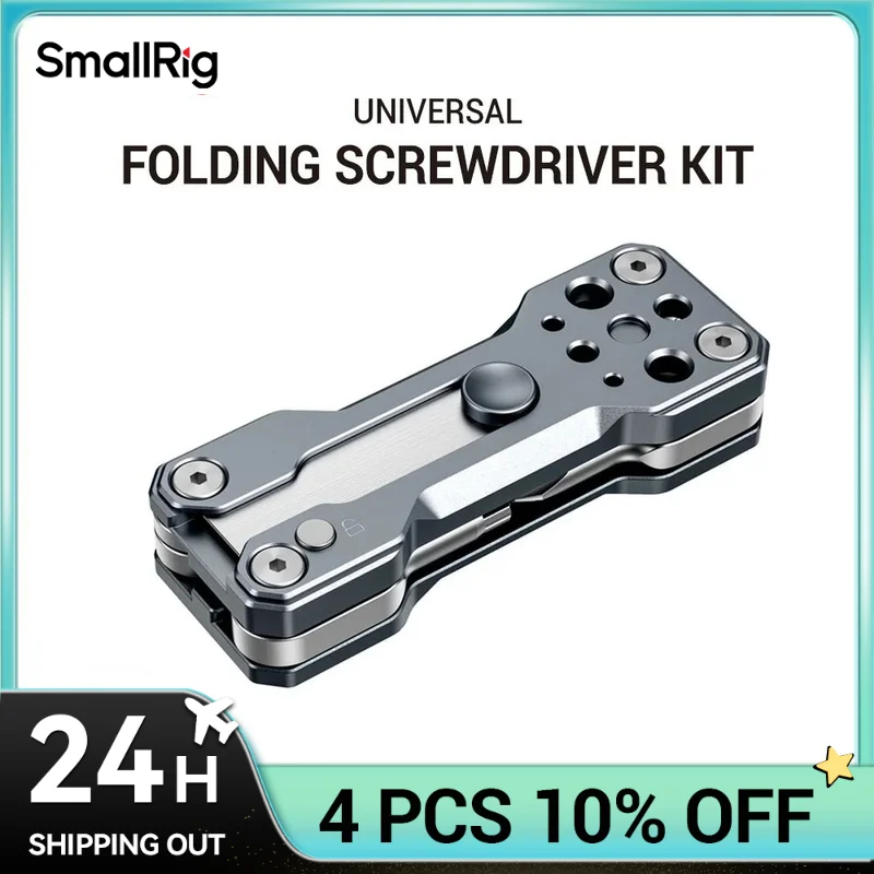 SmallRig Folding Screwdriver Kit Wrench Set Portable Hand Tool Set 4 Allen Wrenches 2.5, 3, 4, 3/16, 1 flat screwdriver  2495