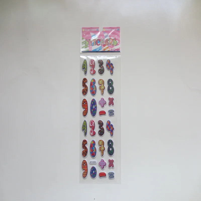 6 Sheets Students Stickers 3D Puffy Bulk Cartoon English Alphabet Letters Number Stickers Educational