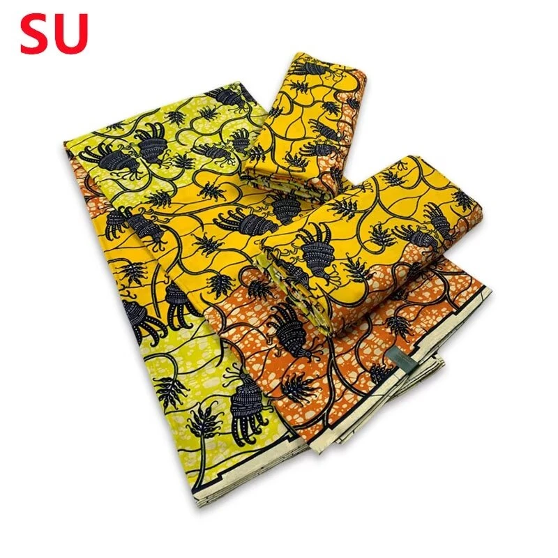 Yellow Color 6 Yards Wax Material For African Wedding Party Super Good Quality African Original Wax Fabric Print Ankara