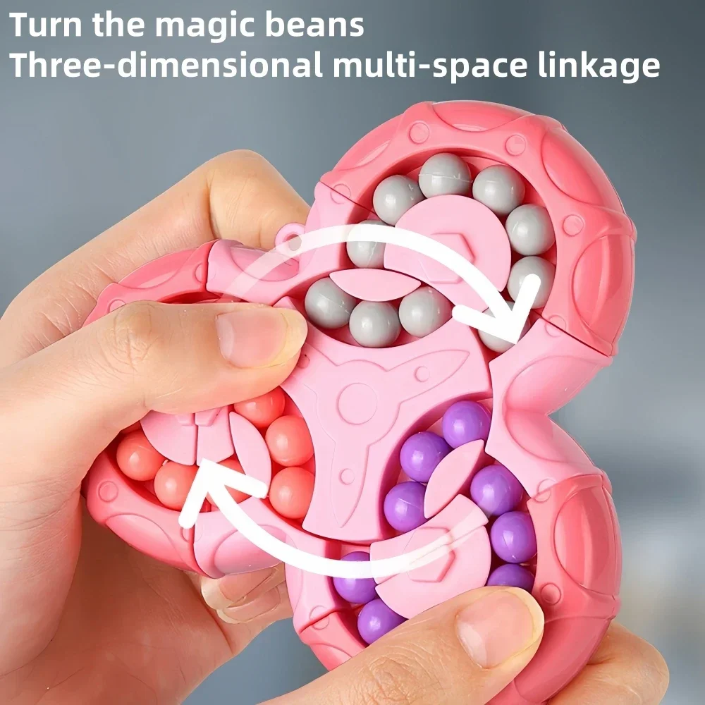 Magic Bean Toys Six-sided Rotation Finger Intelligence Gyro Antistress Fingertip Cube Learning Educational Magic Disk Kids Gifts