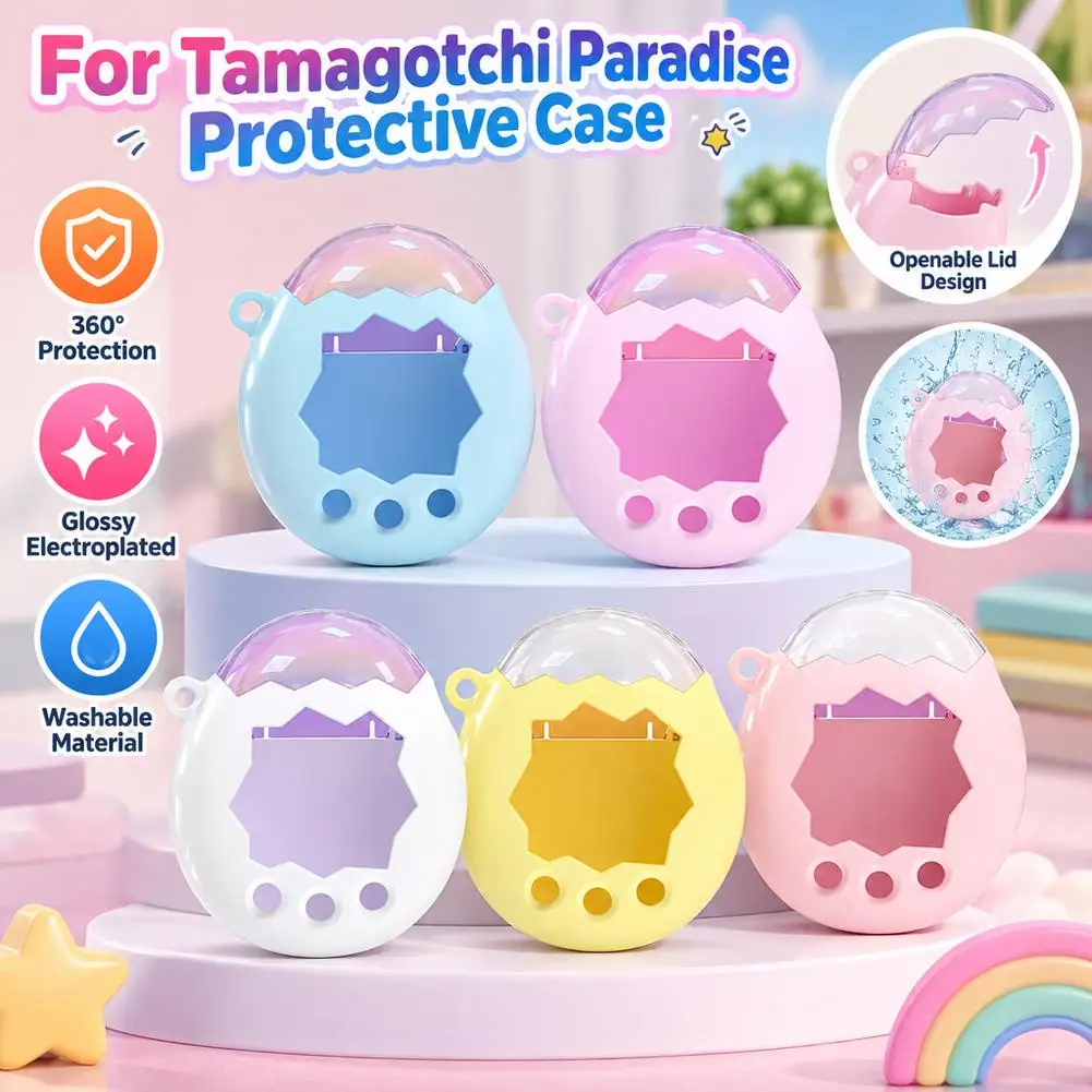 Hard PC Protective Case for Tamagotchi Paradise Virtual Pet Console Transparent Shell with Stunning Iridescent Shine Waterproof