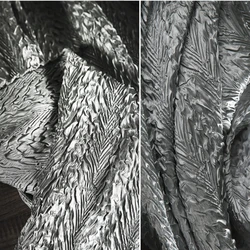 Silver Dragon Scale Pattern tessuto schiacciato impostazione ad alta temperatura abito concavo convesso pantaloni giacca scialle Designer cucire panno