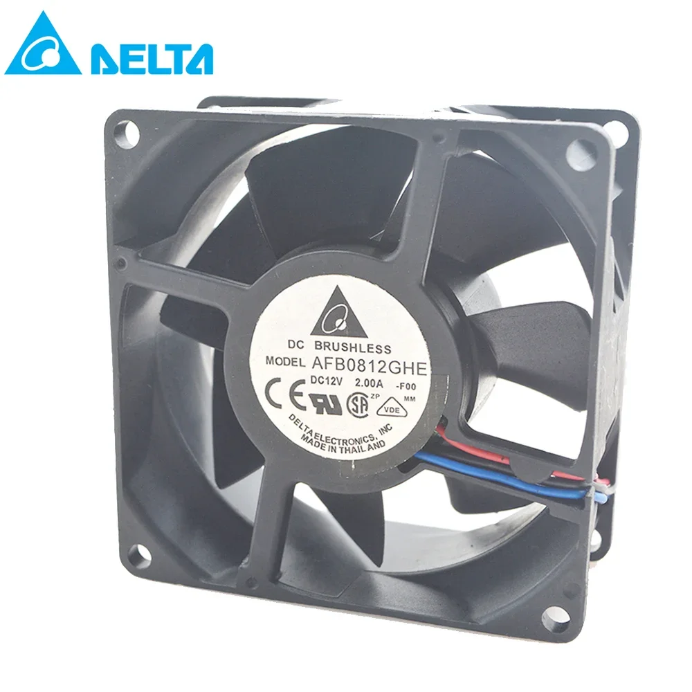 FOR DELTA AFB0812GHE 8038 8CM 80X80X38MM DC12V 2.00A 3 Line Chassis Violence Fan