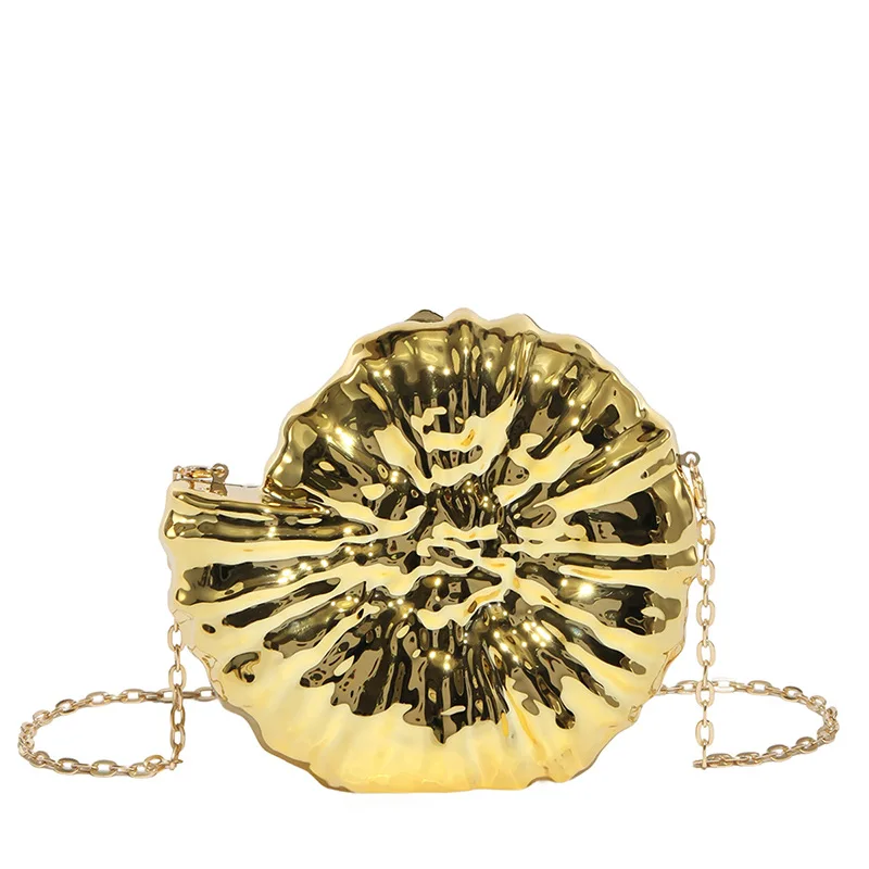 Fashionable Conch Shell-shaped Ladies' Evening Bag Trendy Acrylic Box Clutches Female Chain Shoulder Bag Party Wedding Purse