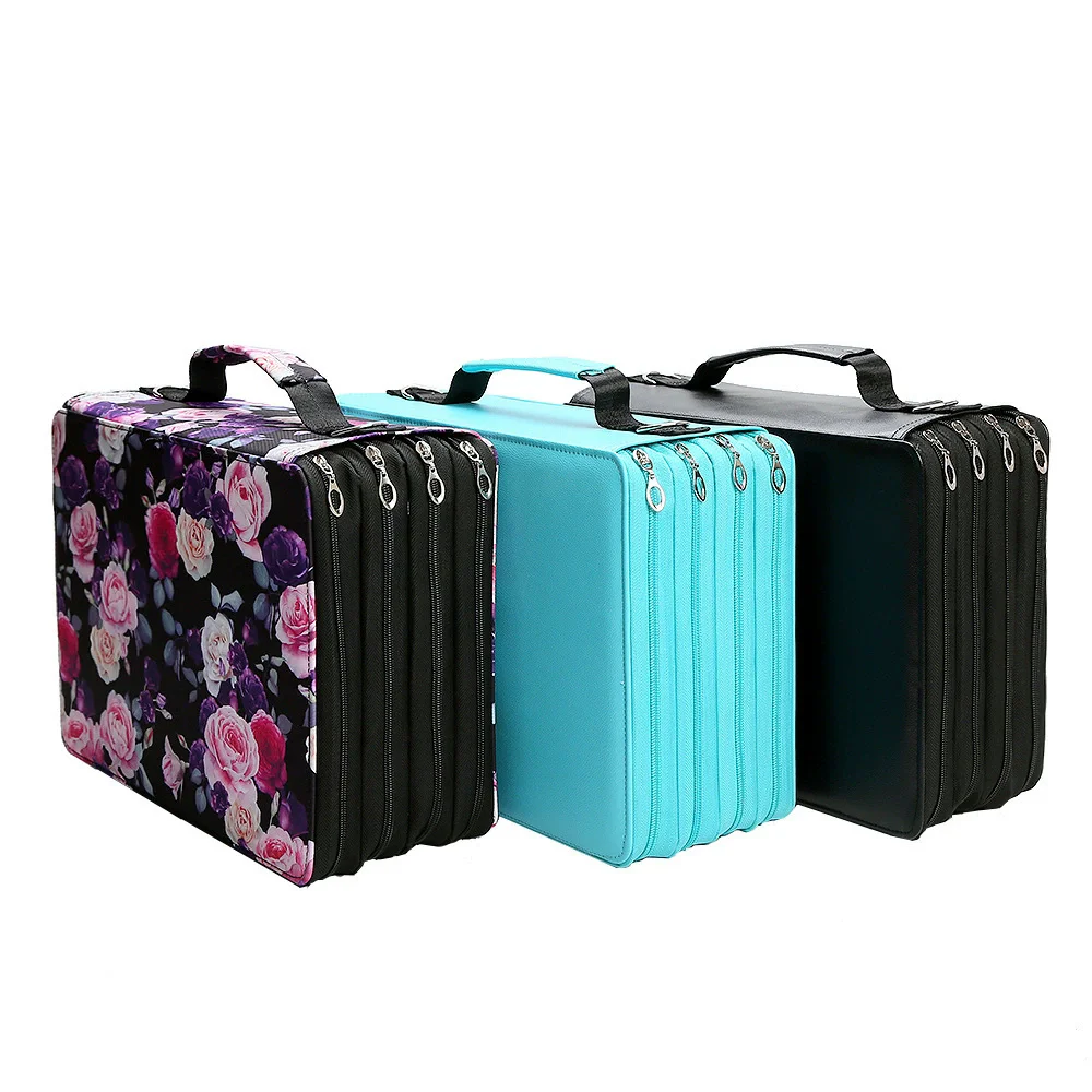 168/224 Hole Large Capacity Mark Pen Storage Bag with Detachable Shoulder Strap and Portable Stationery Bag for Handheld Use
