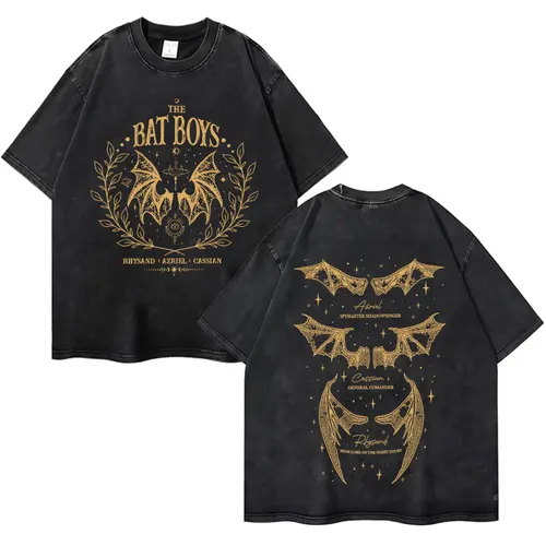 Camiseta lavada Vintage The Bat Boys Azriel Rhysand Cassian para hombre y mujer, camisetas cómodas Harajuku, ropa informal, camiseta de gran tamaño