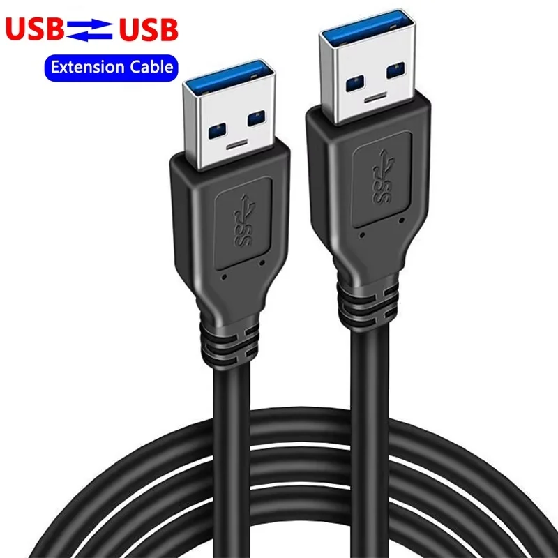 Cabo USB 2.0 Duplo USB A Macho para USB Macho de 0,5/1/1,5m para PC, Radiador, Teclado, Webcam, Câmera, Extensor de Transmissão de Dados USB