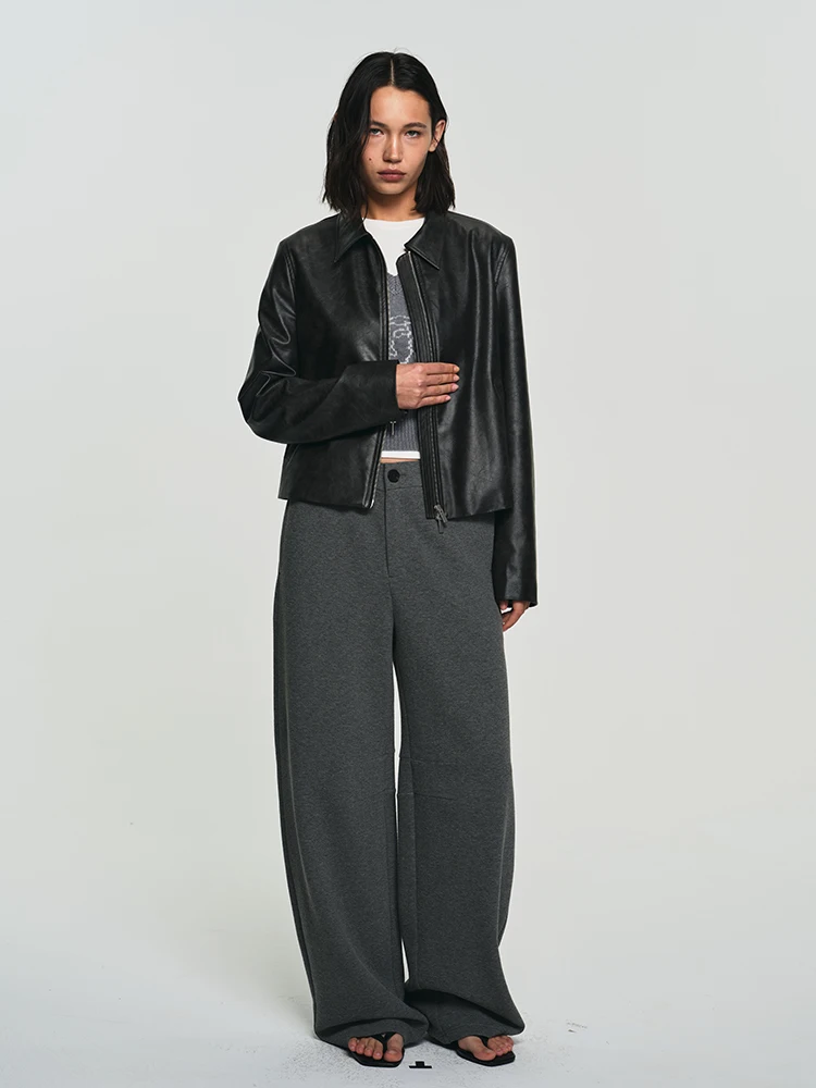 Goffrid Giacca Retro in Pelle PU con Doppia Cerniera, Abbigliamento Esterno da Donna, Eco-friendly, Nuovo Stile Primavera Autunno