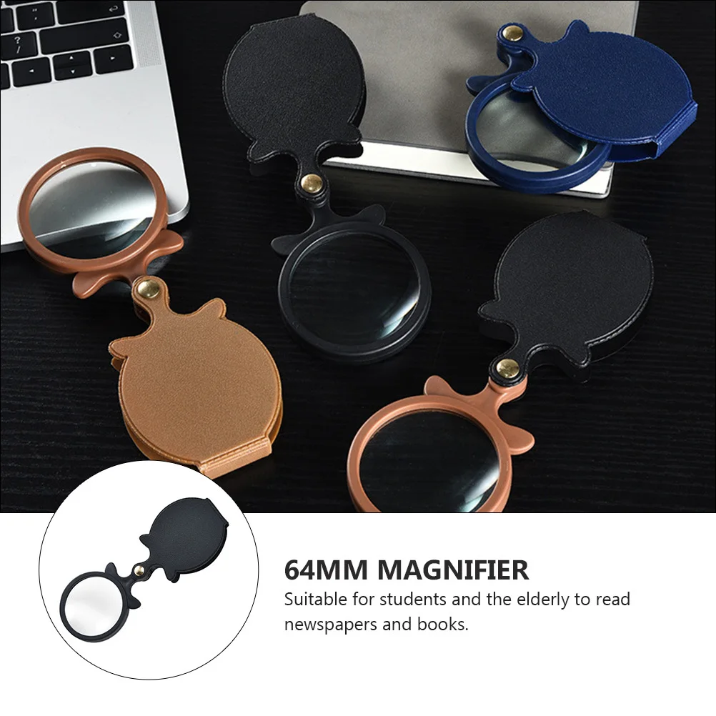 

1pc Portable Magnifying Glass 64Mm Mini Reading Observation Lens For Kids Students Elderly With Lanyard Cover Small